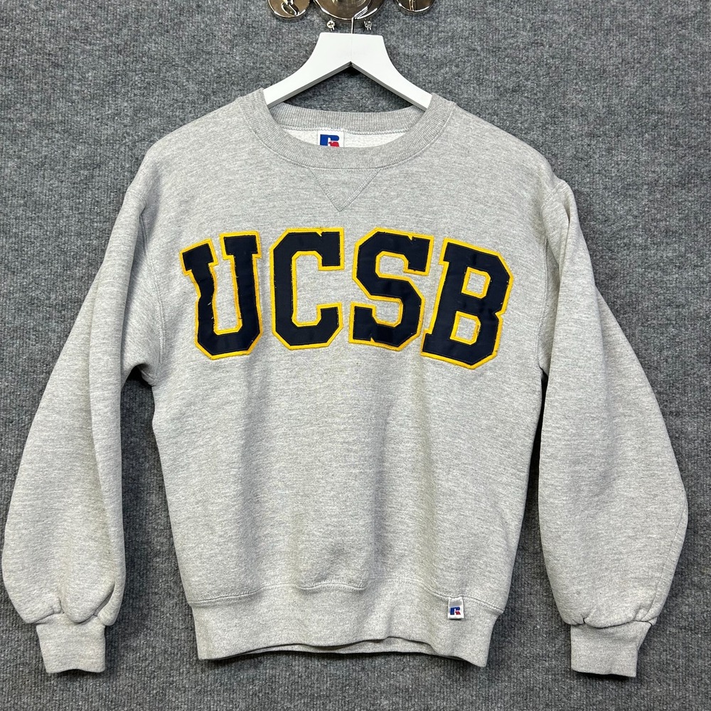 Vintage Russell Athletic UCSB Sweatshirt Men's Gray Pullover USA Made - Small